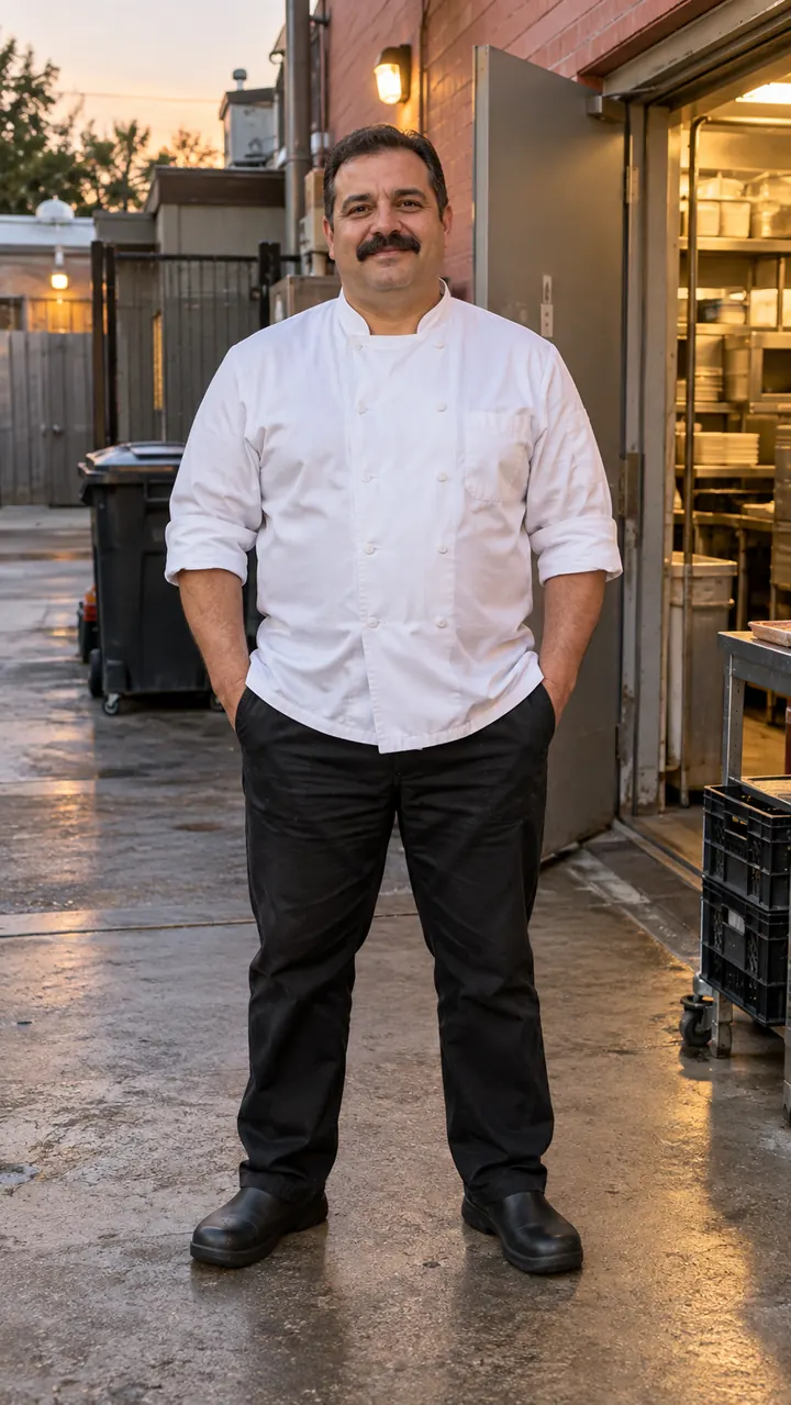 AI-generated fictional chef portrait used as the One-Hand Slam Dunk input